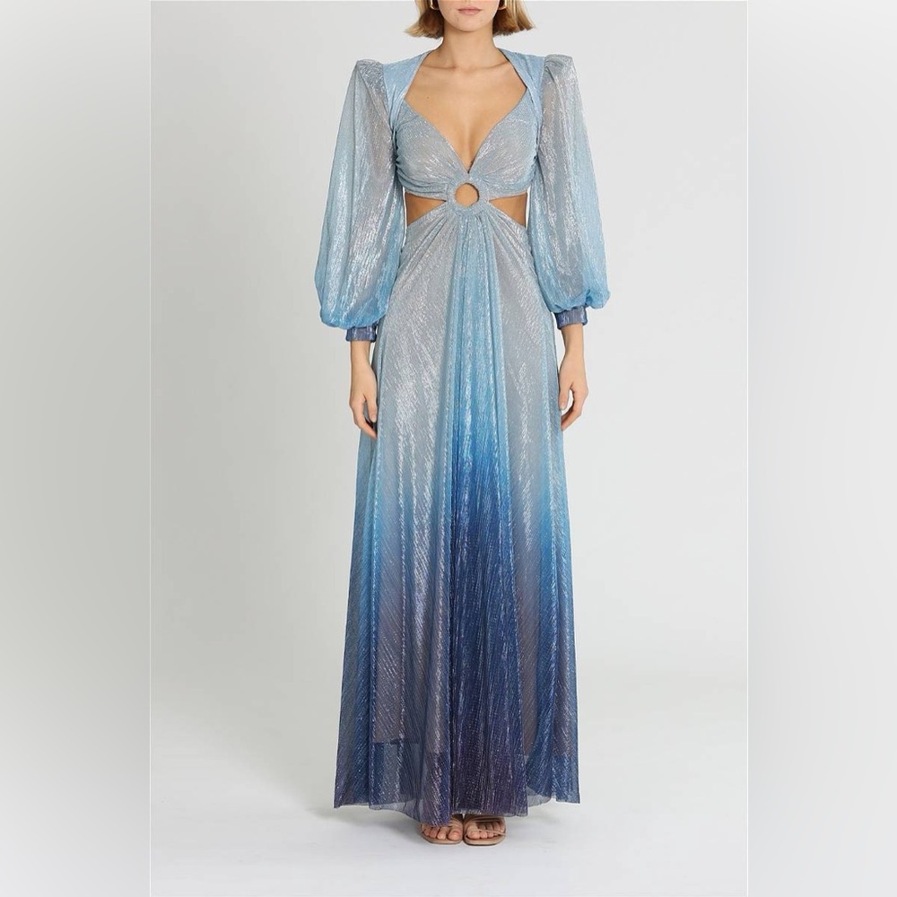 PATBO Blue Ombre Lurex Maxi Dress
